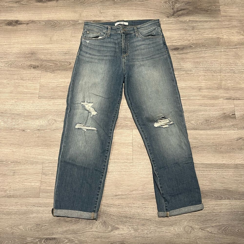 Joes Jeans Distressed Mid Rise Cropped Rolled Jeans